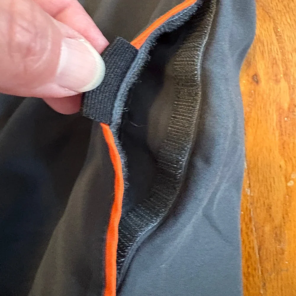 Nike Mens Large Swim Trunks Dark Gray Orange Mesh Lined Pockets Board Shorts